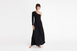 Black Eres Play One-shoulder Long Women's Dress | TV7451823