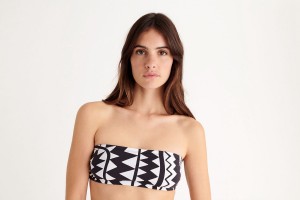 Black / white Eres Terre Bandeau Women's Bikini Top | JW1386925