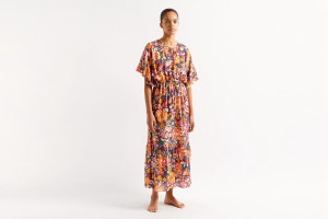 Flower Eres Piment Long Imprime Flower Power Women's Dress | QP5081274