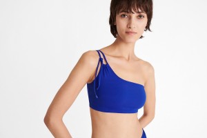 Indigo Eres Bass One-shoulder Crop Top Women's Bikini Top | GE3256087