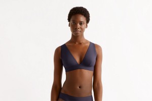 Navy Eres Chrome Full-cup Triangle Women's Bikini Top | XC7198530