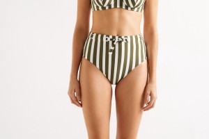 Olive / White Eres Encanta High Women's Bikini Bottoms | ZX9613754