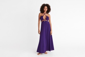 Purple Eres Tina Long Women's Dress | XW3265184