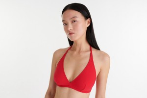 Red Eres Gang Full-cup Triangle Logo Women's Bikini Top | DK9812407