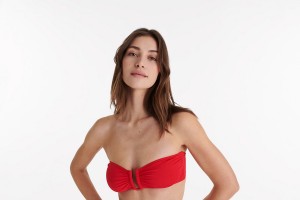 Red Eres Show Bandeau Logo Women's Bikini Top | EH2478906