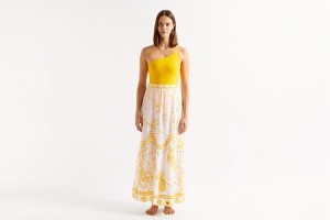 White / Yellow Eres Ambra Long 23e Women's Skirt | UL3027149