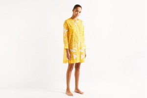 Yellow Eres Ricardo Ananas Short Tunic Imprime Ananas Women's Sarong | SI3798240