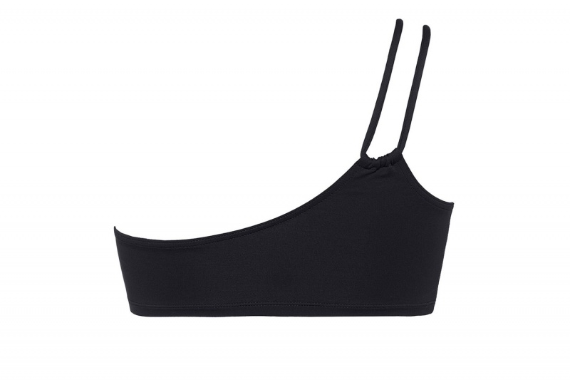 Black Eres Bass One-shoulder Crop Top Women's Bikini Top | SY5960241