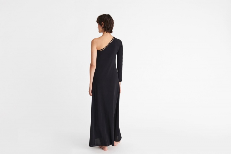 Black Eres Play One-shoulder Long Women's Dress | TV7451823