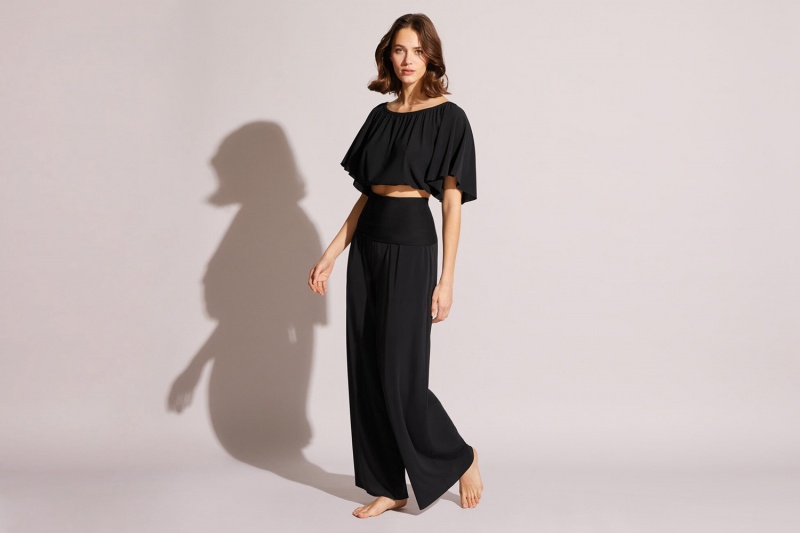 Black Eres Solal Women's Cropped Tops | LX1582096