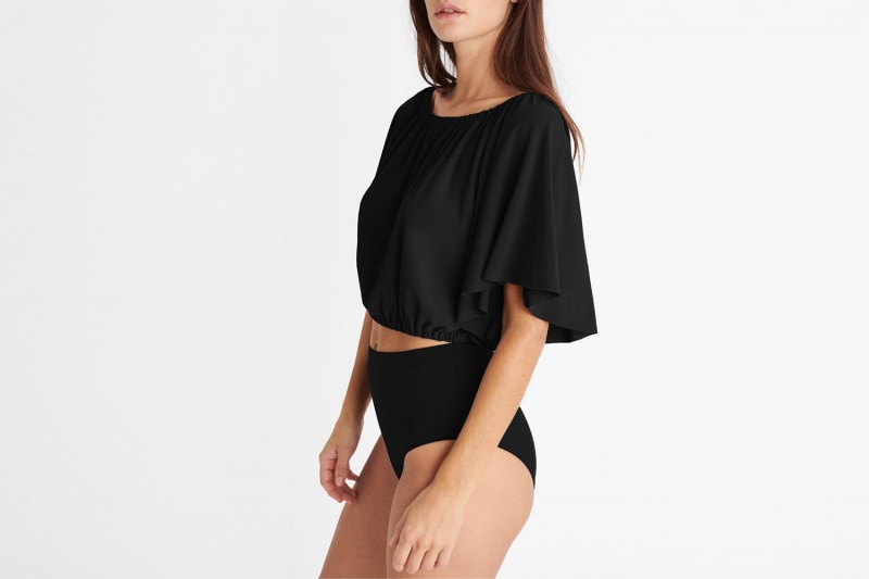 Black Eres Solal Women's Cropped Tops | UM8325619