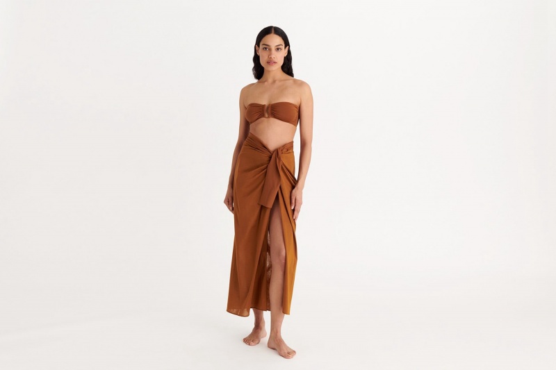 Brown Eres Peplum 2 Long Women's Sarong | EW0714653