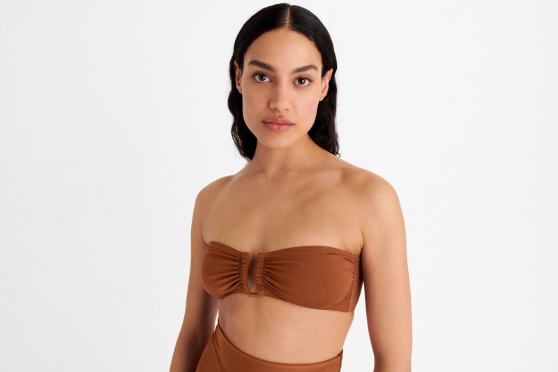 Brown Eres Show Bandeau Women\'s Bikini Top | OX6195037