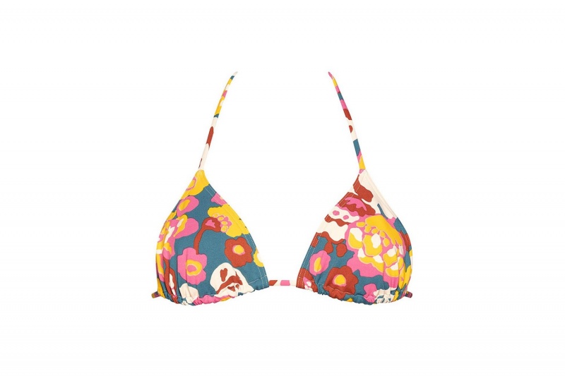 Flower Eres Kiwi Small Triangle Imprime Flower Power Women's Bikini Top | TW8243701