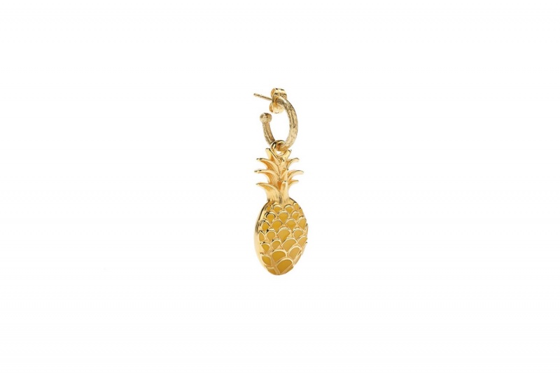 Gold Eres Goossens Ananas Hoop Earring Laiton Dore Women's Jewellery | TW6490827