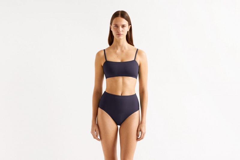 Navy Eres Azur Crop Women's Bikini Top | RT7054639