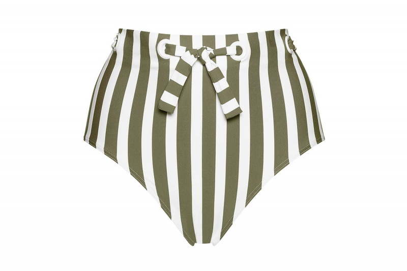 Olive / White Eres Encanta High Women's Bikini Bottoms | ZX9613754