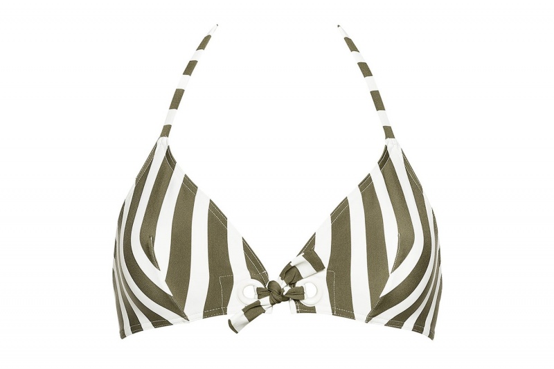 Olive / White Eres Mucho Small Triangle Women's Bikini Top | YD3412975