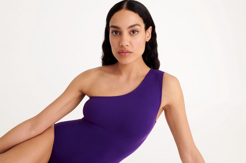 Purple Eres Effigie One-shoulder Women's One piece | LY7421086