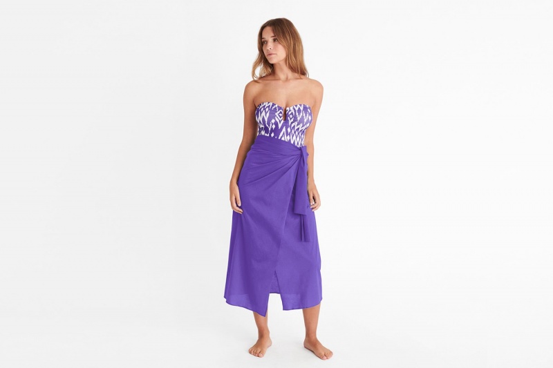 Purple Eres Peplum 2 Long Women\'s Sarong | AF7628391