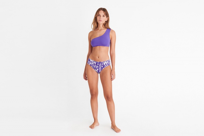 Purple Eres Symbole One-shoulder Crop Top Women's Bikini Top | JW5480763