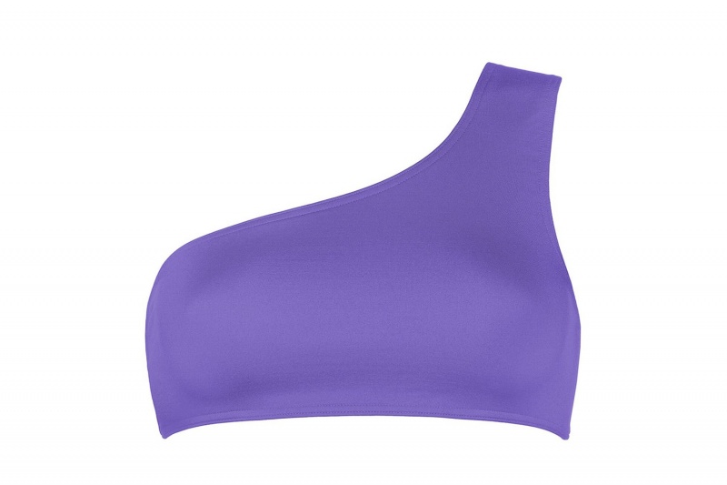 Purple Eres Symbole One-shoulder Crop Top Women's Bikini Top | JW5480763