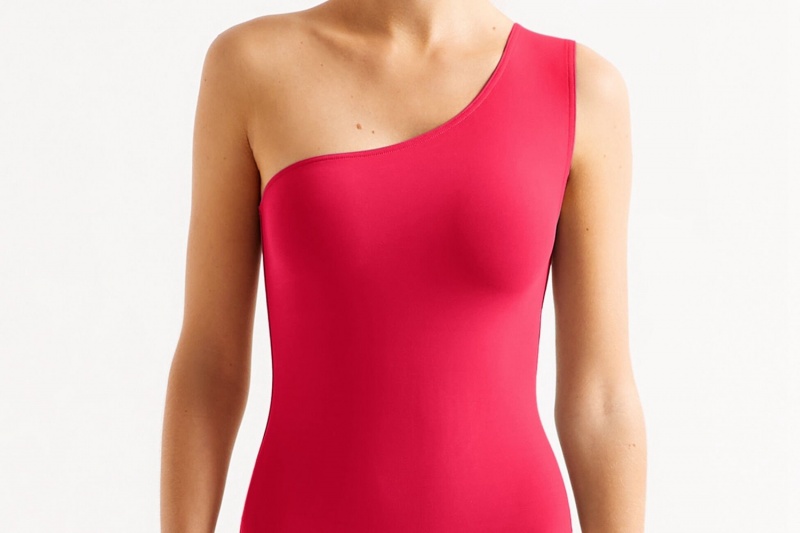 Red Eres Effigie One-shoulder Grenadine 23e Women's One piece | FL9186473