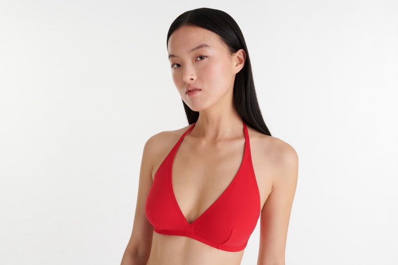 Red Eres Gang Full-cup Triangle Logo Women\'s Bikini Top | DK9812407