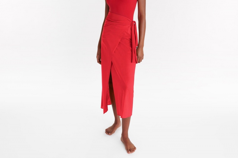 Red Eres Péplum Long Logo Women's Sarong | KJ8692054