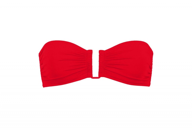 Red Eres Show Bandeau Logo Women's Bikini Top | EH2478906