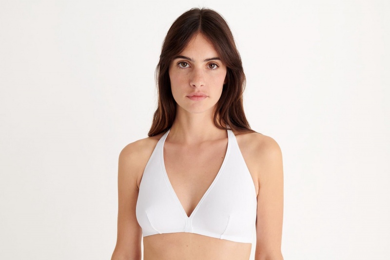 White Eres Gang Full-cup Triangle Women\'s Bikini Top | VW2614873