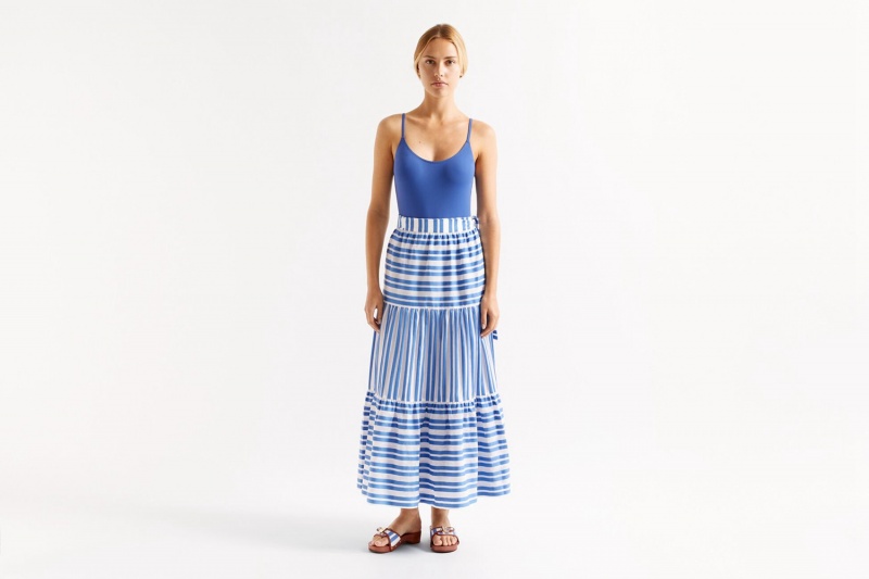 White / Blue Eres Fortuna Long Women's Skirt | AN2674138