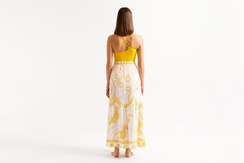 White / Yellow Eres Ambra Long 23e Women's Skirt | UL3027149