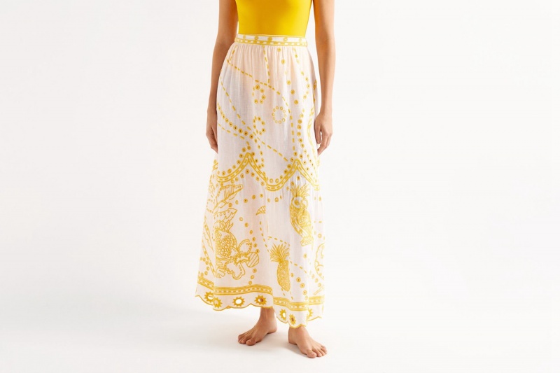 White / Yellow Eres Ambra Long 23e Women's Skirt | UL3027149