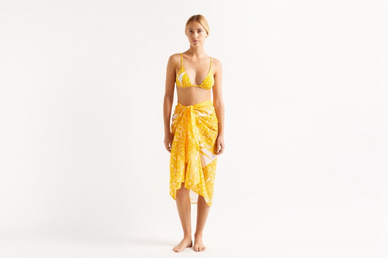 Yellow Eres Daniela Ananas Imprime Ananas Women's Sarong | LU0378265