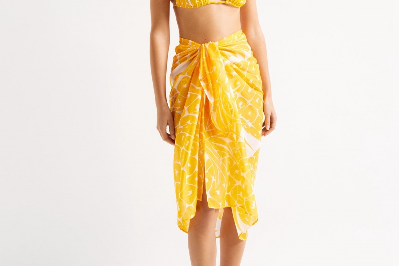 Yellow Eres Daniela Ananas Imprime Ananas Women\'s Sarong | LU0378265