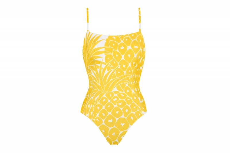 Yellow Eres Friandise Tank One-pice Imprime Ananas Women's One piece | UO2408697